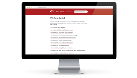 Screen preview image of the ESS Data portal